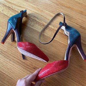 Sara Melissa Red and Green Handmade Shoes